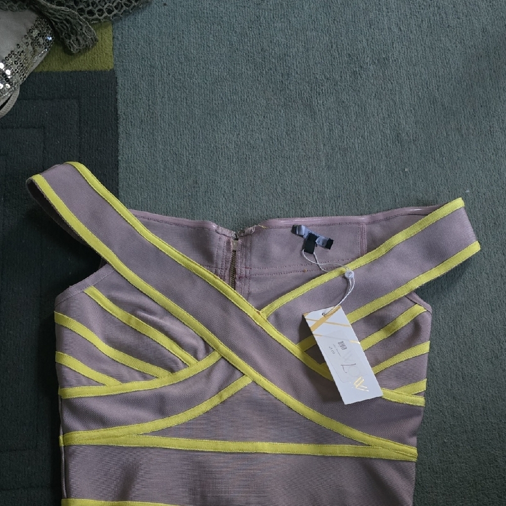 WOW Couture Gray and Brown One Shoulder Bodycon Dress